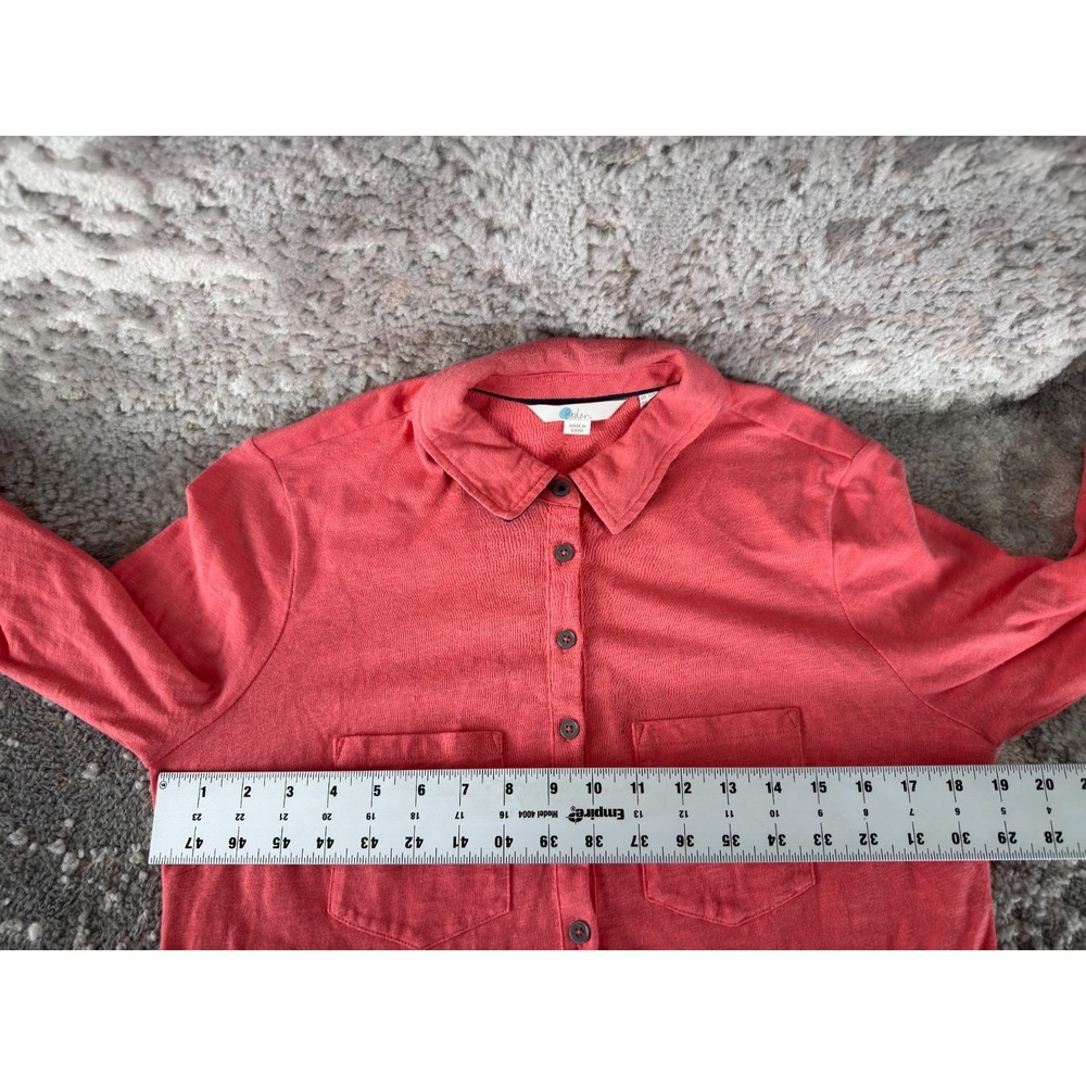 Boden Size 6 Minimalist Tie Knee Length Shirt Dress Red Pink Long Sleeve Collar - Picture 4 of 9